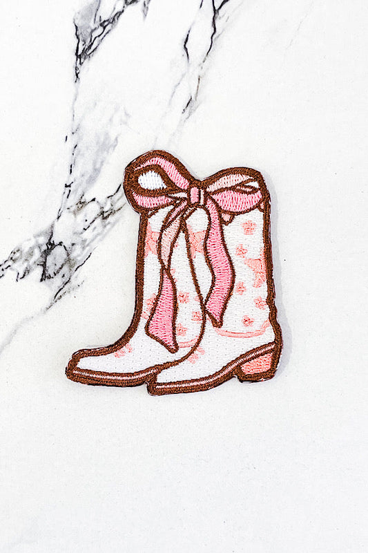 Pink Star Cowgirl Boots Embroidered Patch